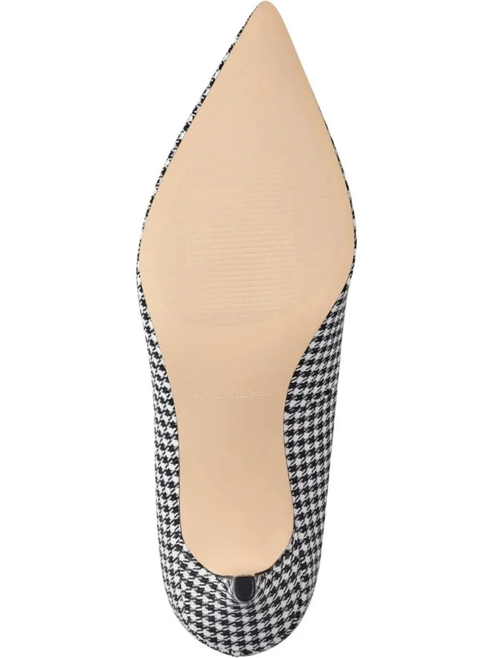 Womens Black White Houndstooth Pointed Toe Alola Casual Pumps Pull On Heel Shoes